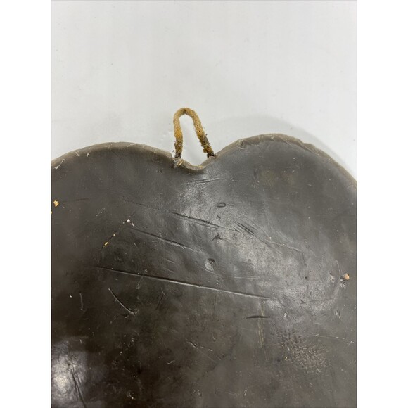 Vintage Blackened Beeswax Heart 19th Century Courting Man & Woman Roses Shell - Picture 9 of 9